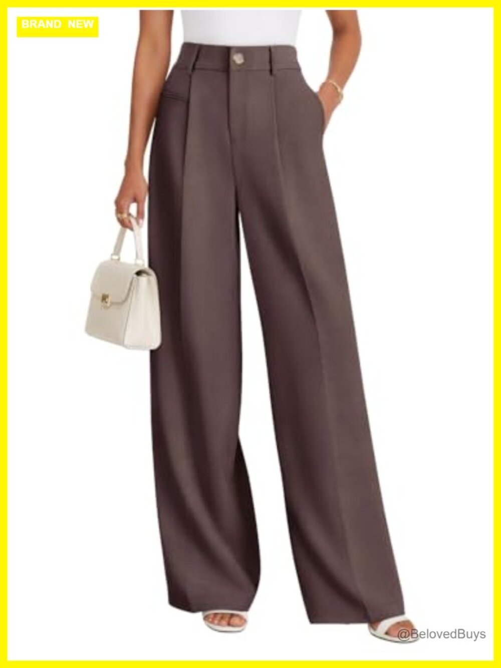 High Waisted Wide Leg Dress Trousers with Pockets